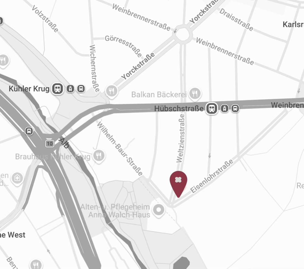 Anfahrtsskizze zu c.west von GoogleMaps